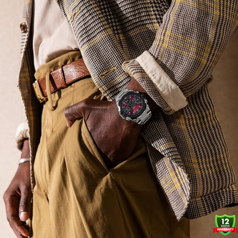 AX-101256 11P Silver Red Dial New Model Watch.