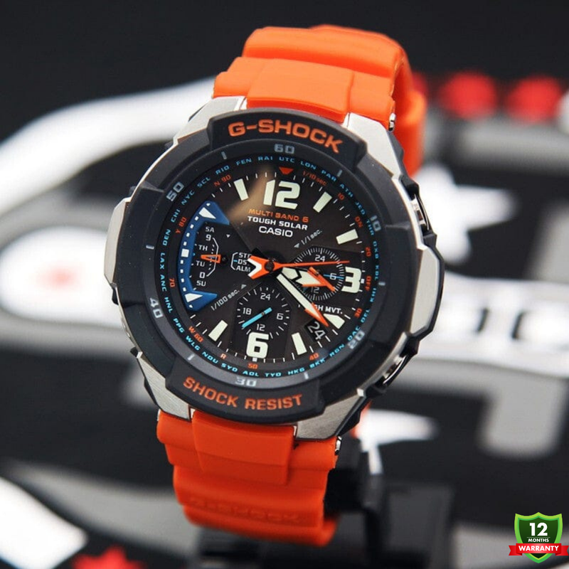 MW-1002411P Solar Pro Watch Orange & Black Model.